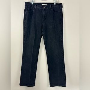 Levi Strauss 505 Straight Black Denim Jeans, Sz 14